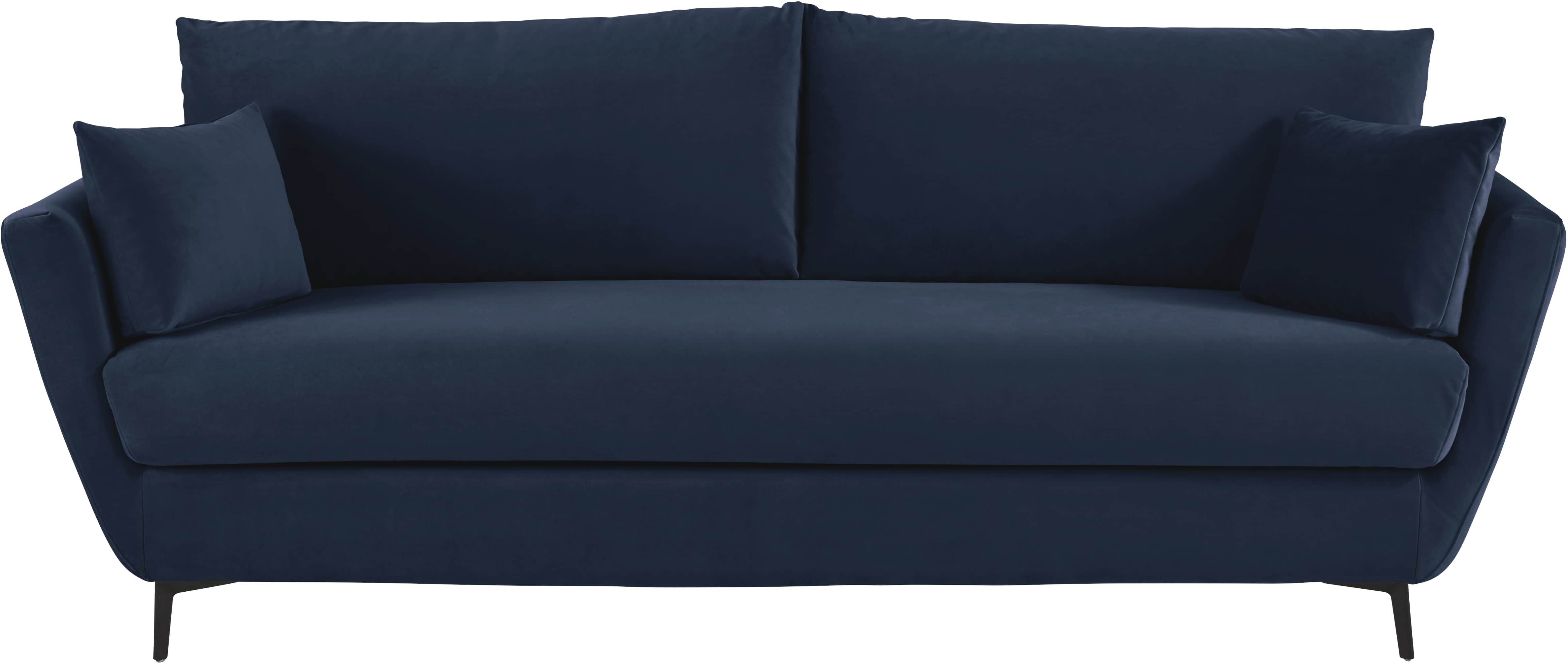 Maisons du Monde Sofá cama de 2/3 plazas de terciopelo azul oscuro