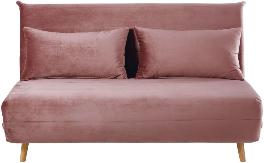 Maisons du Monde Sofá cama de 2 plazas de terciopelo rosa viejo