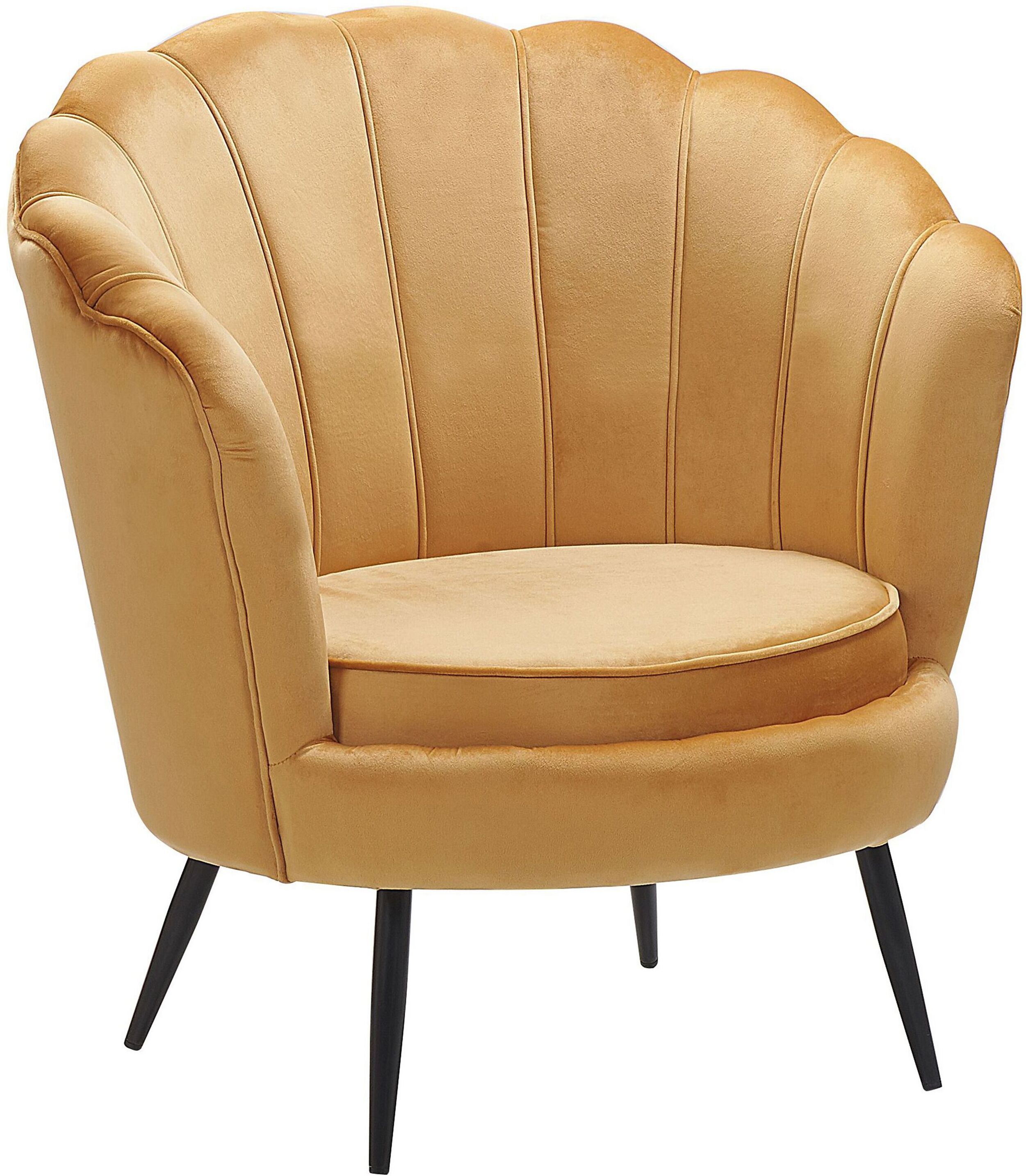 Beliani Sillón de terciopelo amarillo mostaza negro