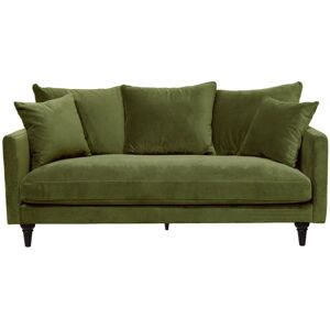 Drawer Sofá de 3 plazas en terciopelo con patas torneadas - Verde oliva Drawer Sofá de 3 plazas en terciopelo con patas torneadas - Verde oliva