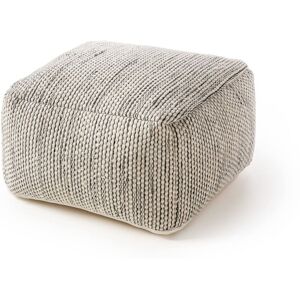 Benuta Puf de lana hecho a mano beige/negro 55x55x30 Benuta Puf de lana hecho a mano beige/negro 55x55x30