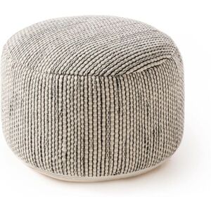 Benuta Puf de lana hecho a mano beige/negro 55x55x30 Benuta Puf de lana hecho a mano beige/negro 55x55x30