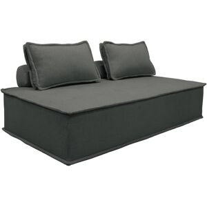 sweeek Sofá modular en tela lisa, 2 plazas, gris oscuro sweeek Sofá modular en tela lisa, 2 plazas, gris oscuro