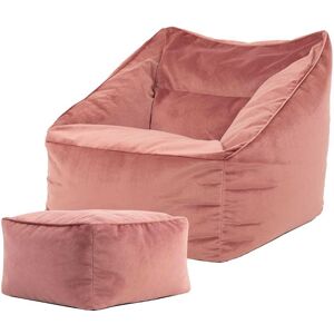 Icon Puf sillón con reposapiés cuadrado de terciopelo amanecer rosa Icon Puf sillón con reposapiés cuadrado de terciopelo amanecer rosa