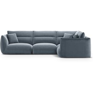 CXL by Christian Lacroix Sofá esquinero derecho 5 plazas de terciopelo azul grisáceo CXL by Christian Lacroix Sofá esquinero derecho 5 plazas de terciopelo azul grisáceo