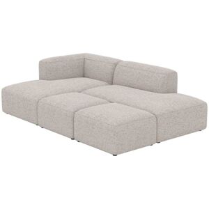Rendez-Vous Déco Sofá modular de esquina izquierda, tela beige 4 plazas, 2 pufs Rendez-Vous Déco Sofá modular de esquina izquierda, tela beige 4 plazas, 2 pufs