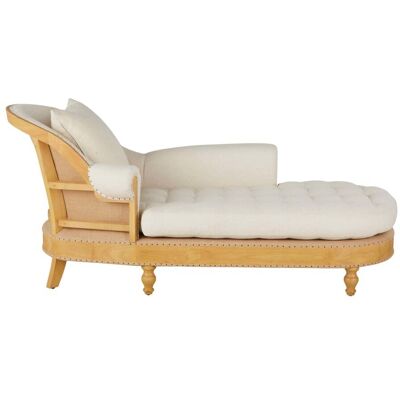 Maisons du Monde Chaise longue de tejido efecto lino beige y yute Maisons du Monde Chaise longue de tejido efecto lino beige y yute