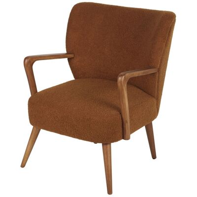 Maisons du Monde Sillón de tejido rizado óxido con abedul macizo Maisons du Monde Sillón de tejido rizado óxido con abedul macizo