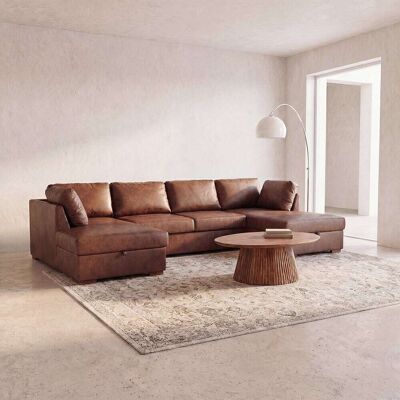 Sofá U de microfibra de 7 plazas de Maisons du Monde - Sala acogedora Sofá U de microfibra de 7 plazas de Maisons du Monde - Sala acogedora