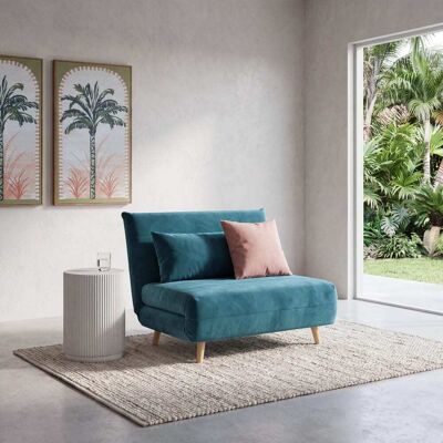 Maisons du Monde NIO Sofá Cama Plegable en Terciopelo Azul Petróleo Maisons du Monde NIO Sofá Cama Plegable en Terciopelo Azul Petróleo