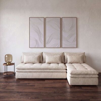 Maisons du Monde Sofá 3/4 en tela reciclada beige - Sofá Maisons du Monde Sofá 3/4 en tela reciclada beige - Sofá