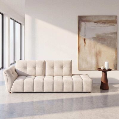 Maisons du Monde Sofá de 3 a 4 plazas de tela efecto terciopelo beige Maisons du Monde Sofá de 3 a 4 plazas de tela efecto terciopelo beige