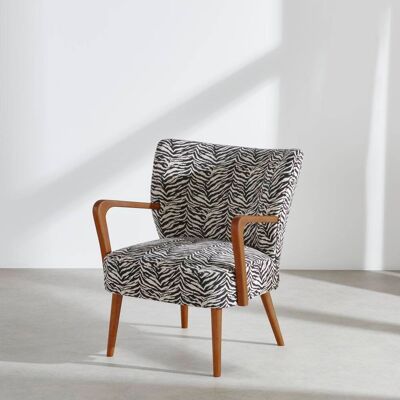 Maisons du Monde Sillón con estampado cebra en tejido jacquard y caucho Maisons du Monde Sillón con estampado cebra en tejido jacquard y caucho
