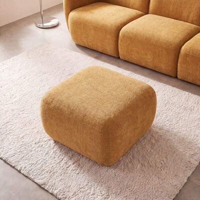 Maisons du Monde Puf modular de sofá de poliéster efecto lino ocre Maisons du Monde Puf modular de sofá de poliéster efecto lino ocre