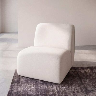 Maisons du Monde Módulo central de sofá de poliéster efecto lino beige Maisons du Monde Módulo central de sofá de poliéster efecto lino beige