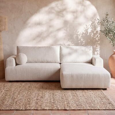 Maisons du Monde Sofá chaiselongue de 4/5 plazas convertible con arcón beige, 280 cm Maisons du Monde Sofá chaiselongue de 4/5 plazas convertible con arcón beige, 280 cm