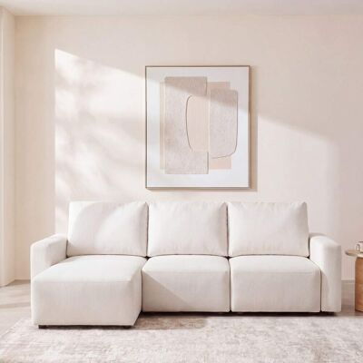 Maisons du Monde Sofá rinconera de 4/5 plazas de tela beige de 272 cm Maisons du Monde Sofá rinconera de 4/5 plazas de tela beige de 272 cm