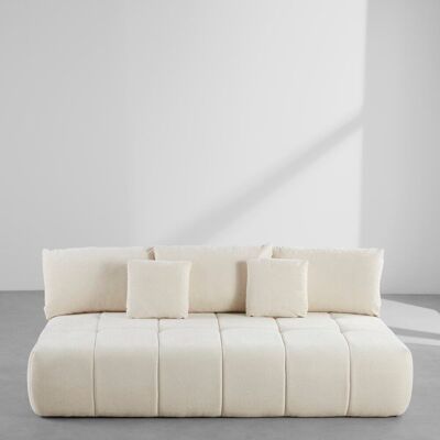 Maisons du Monde Sofá cama de 3 plazas de poliéster gofrado beige Maisons du Monde Sofá cama de 3 plazas de poliéster gofrado beige