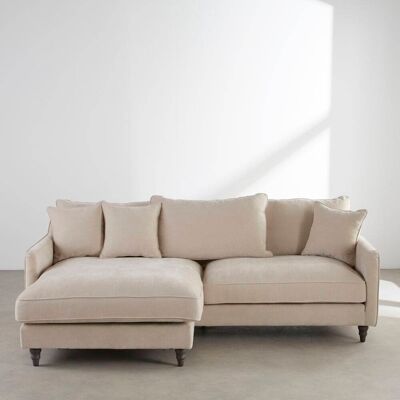 Maisons du Monde Sofá chaise longue reversible de 4/5 plazas en tejido beige Maisons du Monde Sofá chaise longue reversible de 4/5 plazas en tejido beige