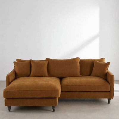 Maisons du Monde Sofá chaise longue reversible de 4/5 plazas en tejido bronce Maisons du Monde Sofá chaise longue reversible de 4/5 plazas en tejido bronce