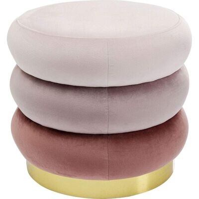 Kare Design Taburete de terciopelo rosa y acero dorado Kare Design Taburete de terciopelo rosa y acero dorado
