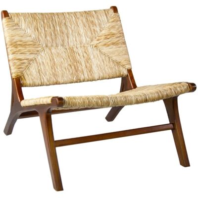 MOYCOR Sillón de madera marrón y beige MOYCOR Sillón de madera marrón y beige