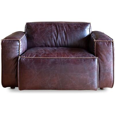 PIB Sillón de cuero marsala rojo de grano completo PIB Sillón de cuero marsala rojo de grano completo
