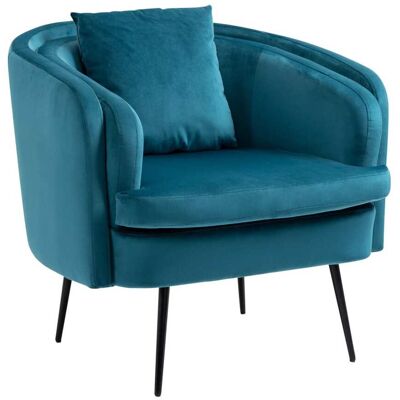 Nordlys Sillón escandinavo 1 plaza en terciopelo con patas de acero azul Nordlys Sillón escandinavo 1 plaza en terciopelo con patas de acero azul