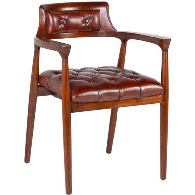 MOYCOR Sillón de madera y piel marrón MOYCOR Sillón de madera y piel marrón