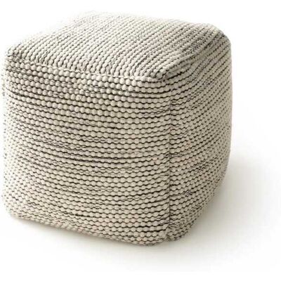 Benuta Puf de lana hecho a mano beige/negro 45x45x45 Benuta Puf de lana hecho a mano beige/negro 45x45x45