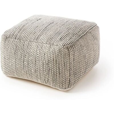 Benuta Puf de lana hecho a mano beige/negro 55x55x30 Benuta Puf de lana hecho a mano beige/negro 55x55x30