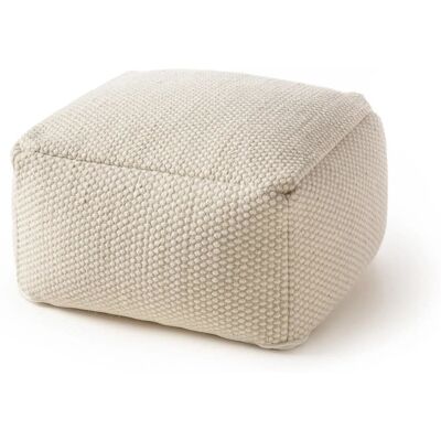 Benuta Puf de lana hecho a mano blanco 55x55x30 Benuta Puf de lana hecho a mano blanco 55x55x30