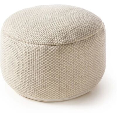 Benuta Puf de lana hecho a mano blanco 55x55x30 Benuta Puf de lana hecho a mano blanco 55x55x30
