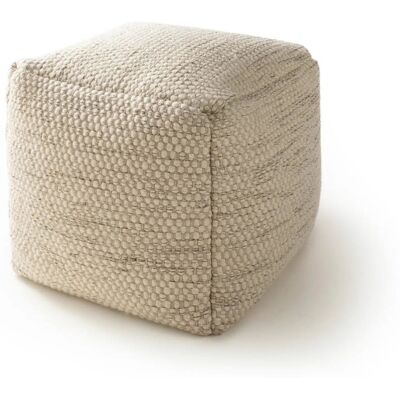 Benuta Puf de lana hecho a mano crema 45x45x45 Benuta Puf de lana hecho a mano crema 45x45x45