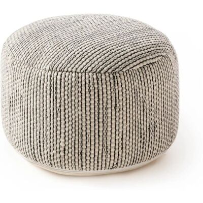 Benuta Puf de lana hecho a mano beige/negro 55x55x30 Benuta Puf de lana hecho a mano beige/negro 55x55x30