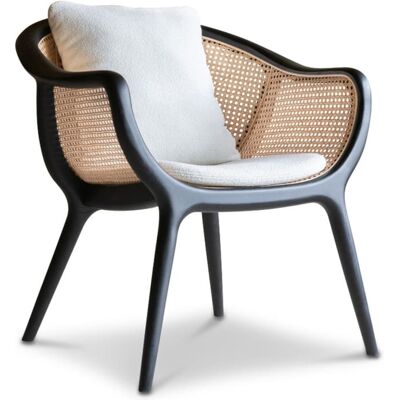 PIB Sillón de mimbre y fresno macizo negro PIB Sillón de mimbre y fresno macizo negro