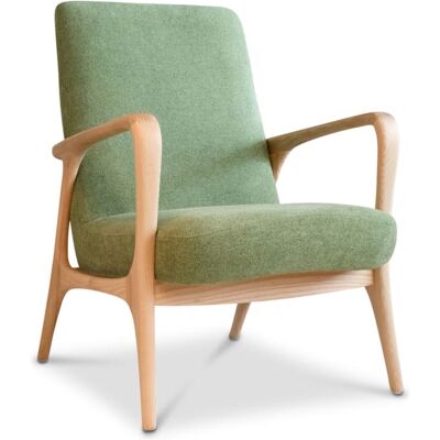 PIB Sillón de fresno macizo y tela verde PIB Sillón de fresno macizo y tela verde