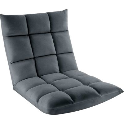 Tectake Puf de suelo con respaldo 2 en 1 terciopelo 108 x 57 x 13,5 cm, gris Tectake Puf de suelo con respaldo 2 en 1 terciopelo 108 x 57 x 13,5 cm, gris
