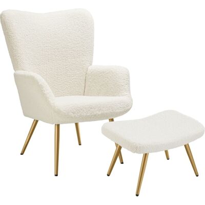Tectake Sillón tapizado 72 x 76 x 100,5 cm bouclé crema/dorado Tectake Sillón tapizado 72 x 76 x 100,5 cm bouclé crema/dorado