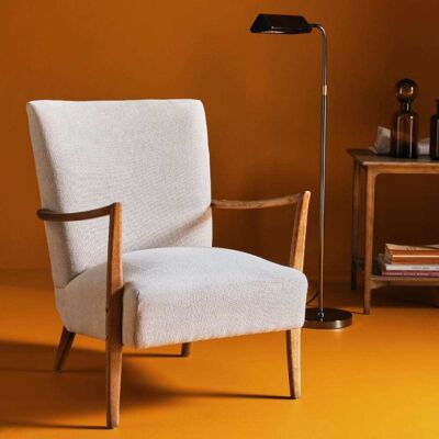 Signature Sillón de roble macizo con asiento de lino - l66 cm Signature Sillón de roble macizo con asiento de lino - l66 cm