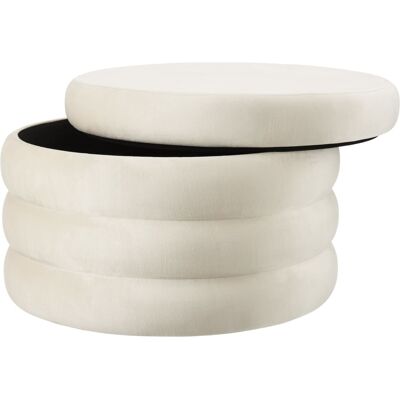 Tectake Puf tapizado de terciopelo con almacenaje, redondo, 67 x 42 cm, blanco Tectake Puf tapizado de terciopelo con almacenaje, redondo, 67 x 42 cm, blanco