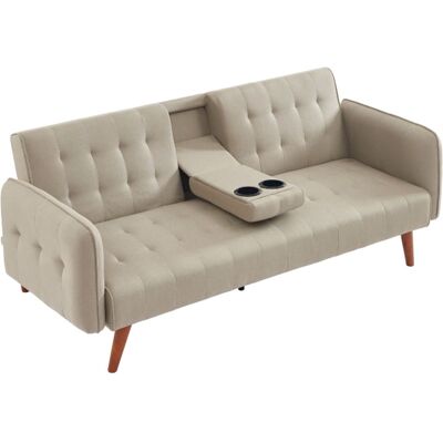 Concept Usine Sofá cama de 3 plazas con bandeja central abatible beige Concept Usine Sofá cama de 3 plazas con bandeja central abatible beige