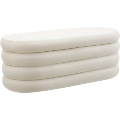 Tectake Banco tapizado almacenaje, terciopelo, terciopelo blanco/crema Tectake Banco tapizado almacenaje, terciopelo, terciopelo blanco/crema