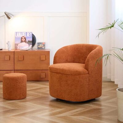 Nordlys Sillón swivel y puf en tejido terracota Nordlys Sillón swivel y puf en tejido terracota
