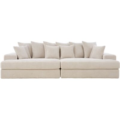 Concept Usine Sofá de 4 plazas con asiento profundo de pana beige Concept Usine Sofá de 4 plazas con asiento profundo de pana beige