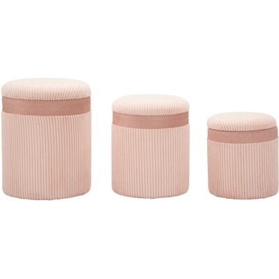 Mauro Ferretti Juego de 3 puf con contenedor color rosa cm ø 40,5x49,5-35x42-31x38 Mauro Ferretti Juego de 3 puf con contenedor color rosa cm ø 40,5x49,5-35x42-31x38