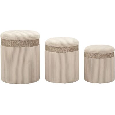 Mauro Ferretti Juego de 3 puf color crema con contenedor cm ø 40,5x49,5-35x42-31x38 Mauro Ferretti Juego de 3 puf color crema con contenedor cm ø 40,5x49,5-35x42-31x38
