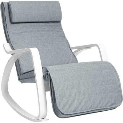SONGMICS Silla mecedora con apoyabrazos y reposapiés de color gris y blanco SONGMICS Silla mecedora con apoyabrazos y reposapiés de color gris y blanco