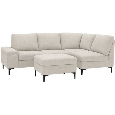 Concept Usine Sofá esquinero de 4/5 plazas de tejido chenilla beige con puf Concept Usine Sofá esquinero de 4/5 plazas de tejido chenilla beige con puf
