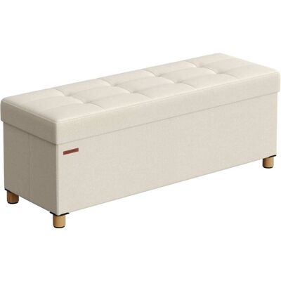 SONGMICS Puff almacenaje de 38 x 110 x 40 cm de color blanco crema SONGMICS Puff almacenaje de 38 x 110 x 40 cm de color blanco crema